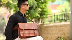 Full-Grain Leather Laptop Satchel with Single Buckle – 14 to 17 Inch - Beverfield