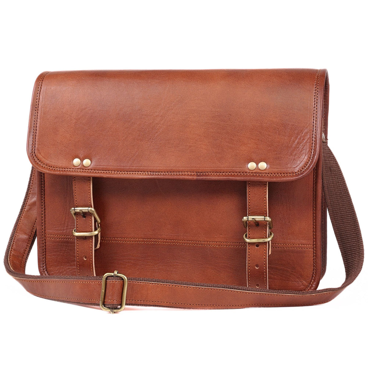 Full-Grain Leather Laptop Satchel with Single Buckle – 14 to 17 Inch - Beverfield