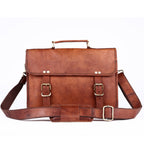 Full-Grain Leather Laptop Messenger & Motorcycle Satchel – 14 to 17 Inch - Beverfield