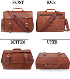 Full-Grain Leather Laptop Messenger & Motorcycle Satchel – 14 to 17 Inch - Beverfield