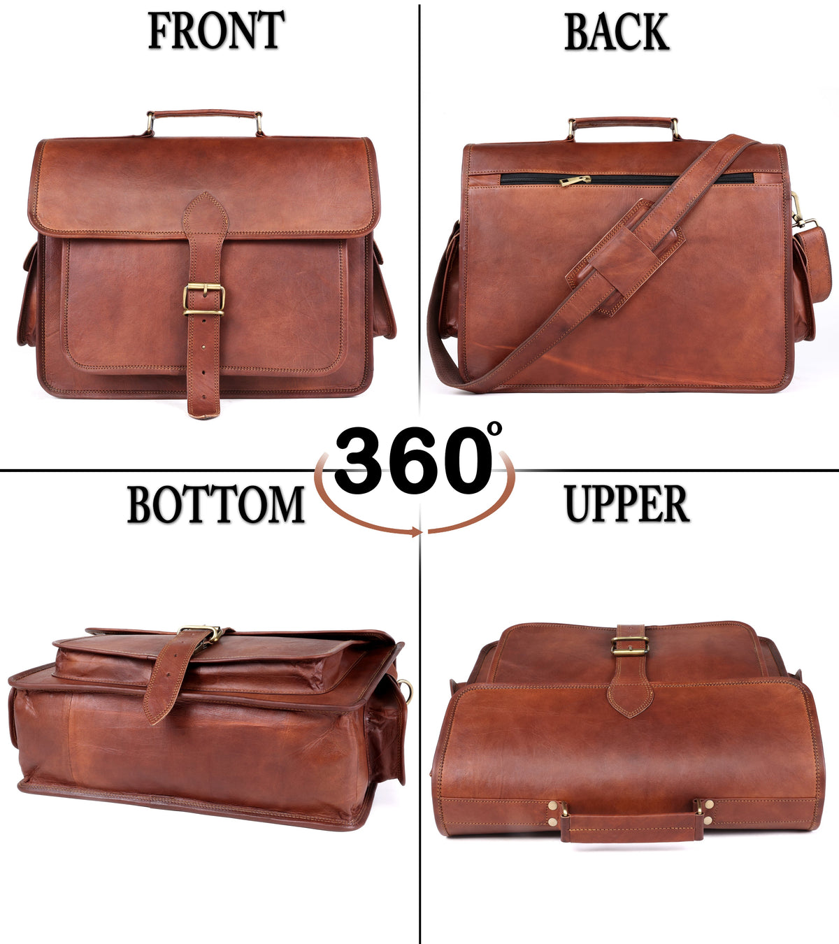 Full-Grain Leather Office Laptop Messenger Bag – 14 to 17 Inch - Beverfield