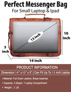 Full-Grain Leather Laptop Messenger & Motorcycle Satchel – 14 to 17 Inch - Beverfield