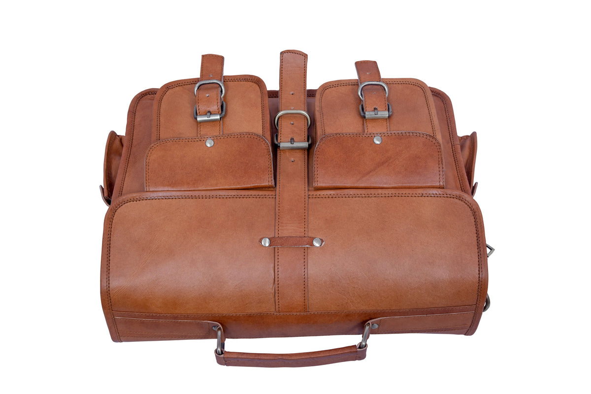 Full-Grain Leather Laptop Messenger Bag with Twin Pockets – 15 to 18 Inch - Beverfield
