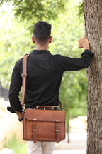 Full-Grain Leather Laptop Messenger & Motorcycle Satchel – 14 to 17 Inch - Beverfield
