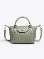Women's Woven Mini Crossbody Handbag with Top Handles - Sage Green
