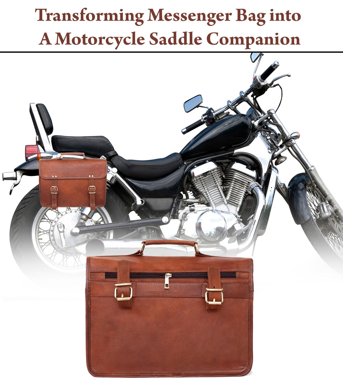 Full-Grain Leather Laptop Messenger & Motorcycle Satchel – 14 to 17 Inch - Beverfield