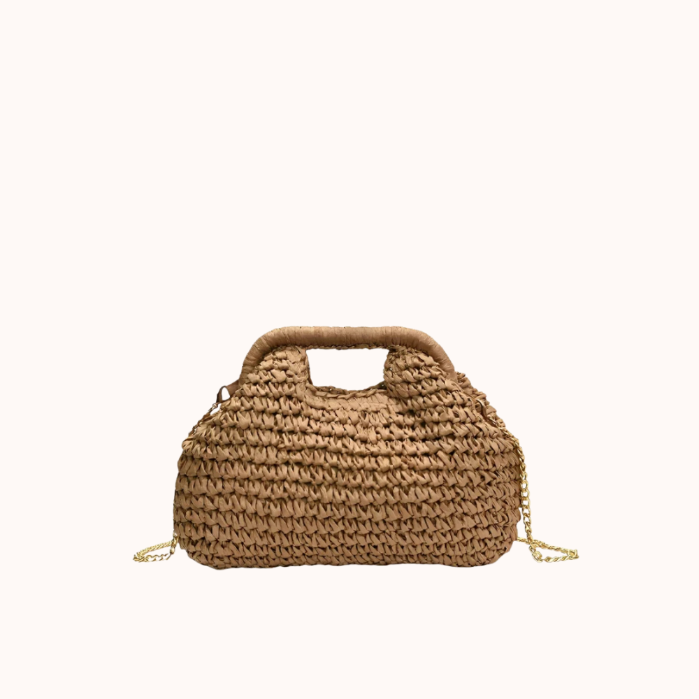 Women's Woven Raffia Handbag with Chain Strap – Myrella - Beverfield