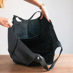 Women's Oversized Vintage PU Leather Tote Bag - Beverfield