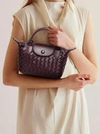 Women's Woven Mini Crossbody Handbag with Top Handles