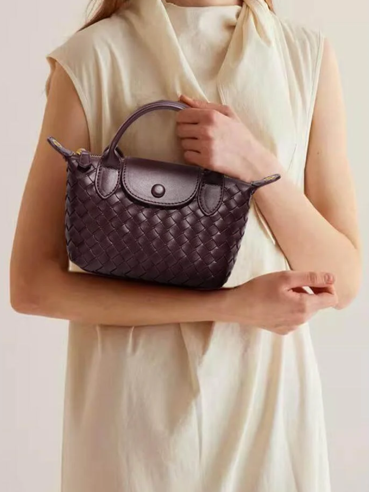 Women's Woven Mini Crossbody Handbag with Top Handles