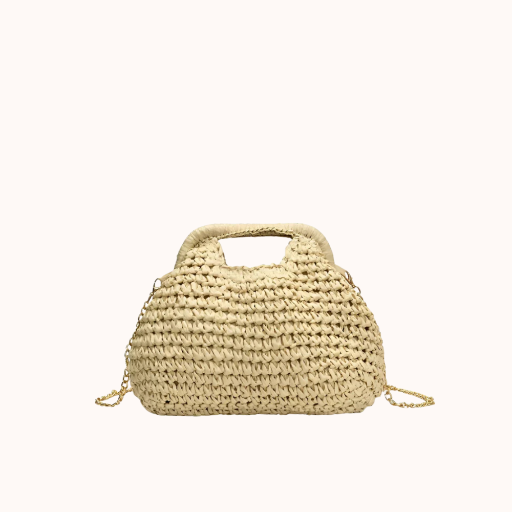 Women's Woven Raffia Handbag with Chain Strap – Myrella - Beverfield