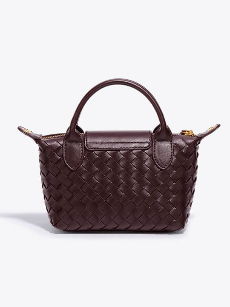 Women's Woven Mini Crossbody Handbag with Top Handles