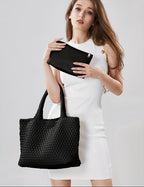 Women's Woven Vegan Leather Tote Bag - Beverfield