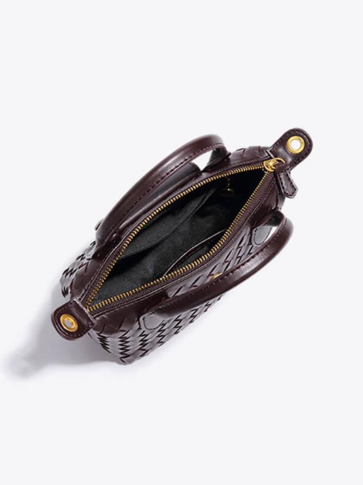 Women's Woven Mini Crossbody Handbag with Top Handles