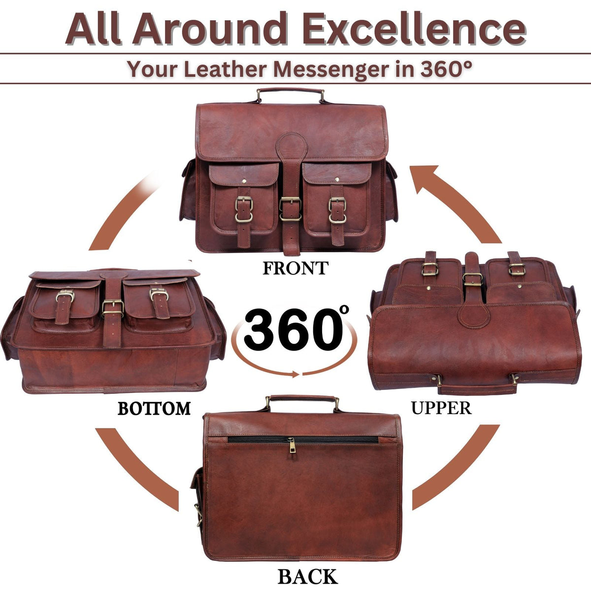 Full-Grain Leather Laptop Messenger Bag – 16 & 18 Inch - Beverfield