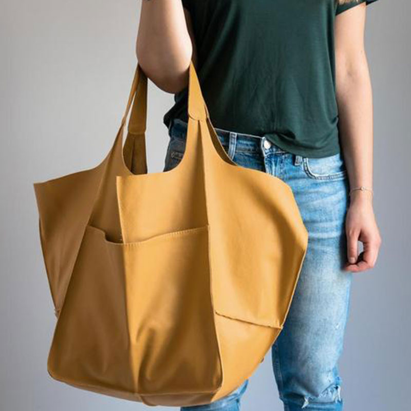 Women's Oversized Vintage PU Leather Tote Bag - Beverfield