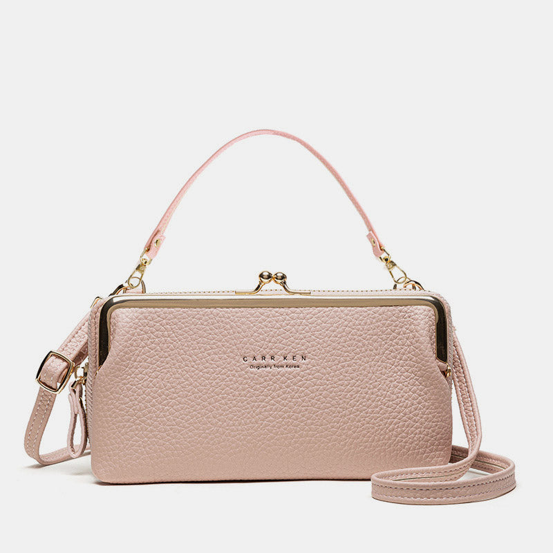 Women's Small Phone Crossbody Bag with Multiple Pockets - Pink