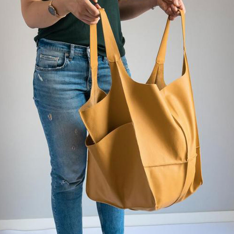 Women's Oversized Vintage PU Leather Tote Bag - Beverfield