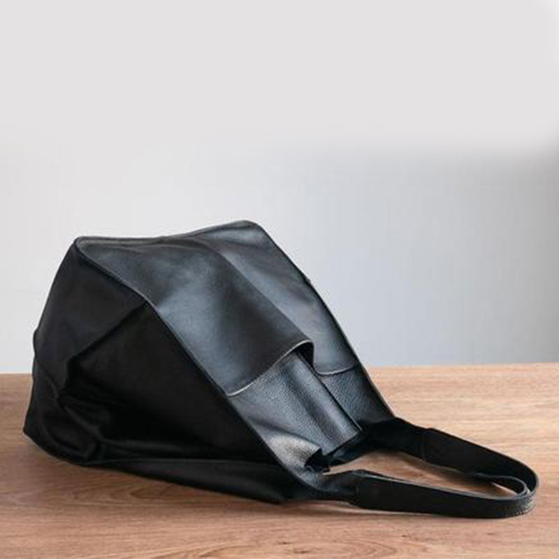 Women's Oversized Vintage PU Leather Tote Bag - Beverfield