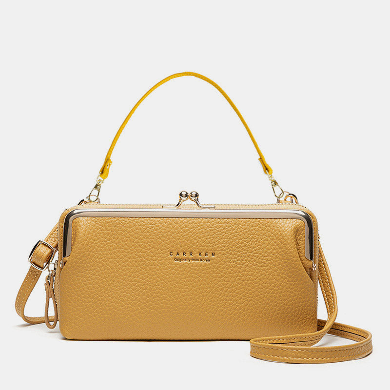 Women's Small Phone Crossbody Bag with Multiple Pockets - Yellow