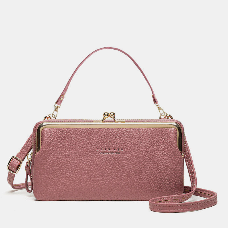 Women's Small Phone Crossbody Bag with Multiple Pockets - Light Pink