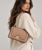 Women's Quilted Crossbody Bag with Detachable Strap