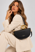 Women's Half Moon Top Handle Bag with Gold-Tone Detail