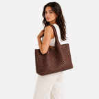 Women's Woven Vegan Leather Tote Bag - Beverfield