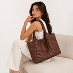 Women's Woven Vegan Leather Tote Bag - Beverfield