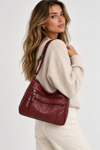 Women's Faux Leather Multi-Pocket Crossbody Bag