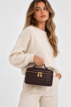 Women's Woven Evening Handbag with Gold-Tone Hardware - Beverfield