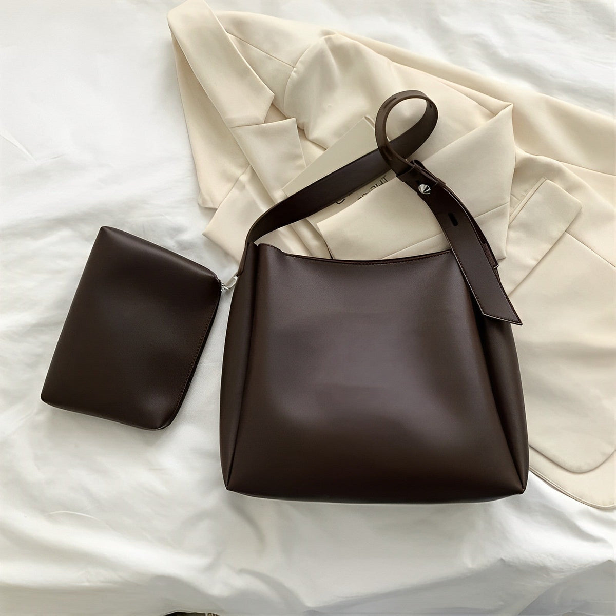Women's Large Vegan Leather Hobo Bag with Pouch – Maud - Beverfield