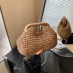 Women's Woven Raffia Handbag with Chain Strap – Myrella - Beverfield