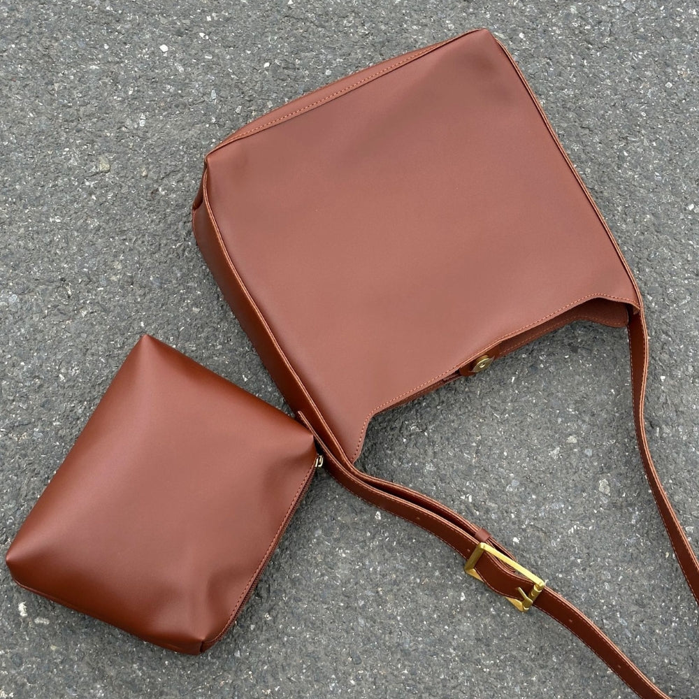 Women's Minimalist Vegan Leather Shoulder Bag – Ganna - Beverfield