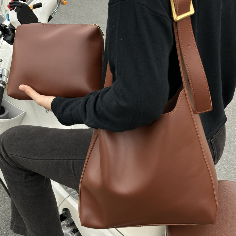 Women's Minimalist Vegan Leather Shoulder Bag – Ganna - Beverfield