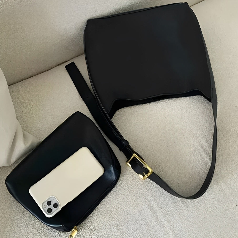 Women's Minimalist Vegan Leather Shoulder Bag – Ganna - Beverfield