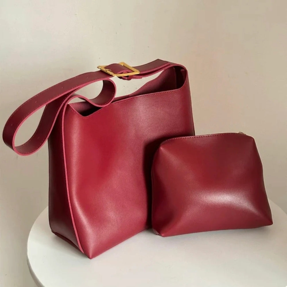 Women's Minimalist Vegan Leather Shoulder Bag – Ganna - Beverfield