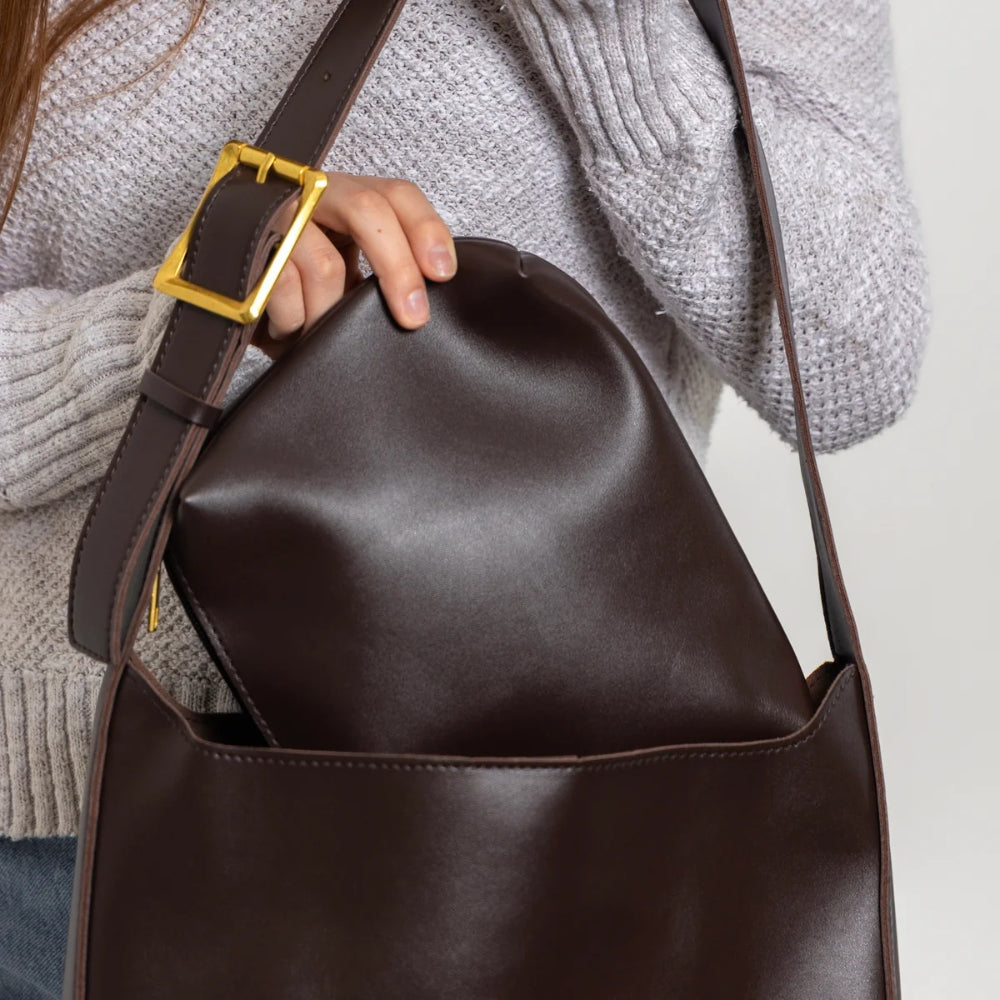 Women's Minimalist Vegan Leather Shoulder Bag – Ganna - Beverfield