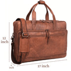 Full-Grain Leather Laptop Briefcase with Trolley Sleeve – 15 to 18 Inch - Beverfield