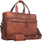 Full-Grain Leather Laptop Briefcase with Trolley Sleeve – 15 to 18 Inch - Beverfield