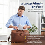 Full-Grain Leather Laptop Briefcase with Trolley Sleeve – 15 to 18 Inch - Beverfield
