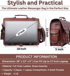 Full-Grain Leather Laptop Messenger Bag – 16 & 18 Inch - Beverfield