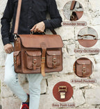 Full-Grain Leather Laptop Messenger Bag – 16 & 18 Inch - Beverfield