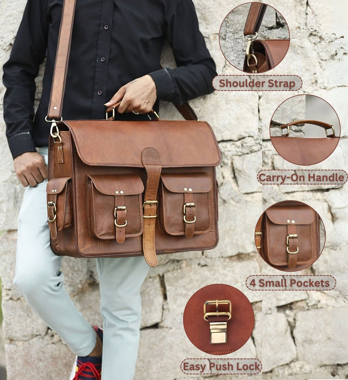 Full-Grain Leather Laptop Messenger Bag – 16 & 18 Inch - Beverfield