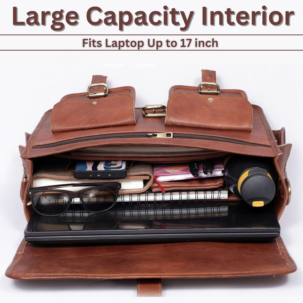 Full-Grain Leather Laptop Messenger Bag – 16 & 18 Inch - Beverfield