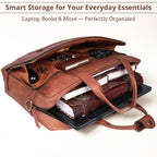 Full-Grain Leather Laptop Briefcase with Trolley Sleeve – 15 to 18 Inch - Beverfield
