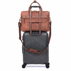 Full-Grain Leather Laptop Briefcase with Trolley Sleeve – 15 to 18 Inch - Beverfield