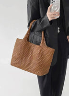 Women's Woven Vegan Leather Tote Bag - Beverfield