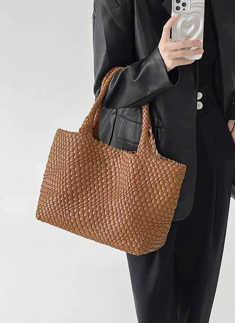 Women's Woven Vegan Leather Tote Bag - Beverfield
