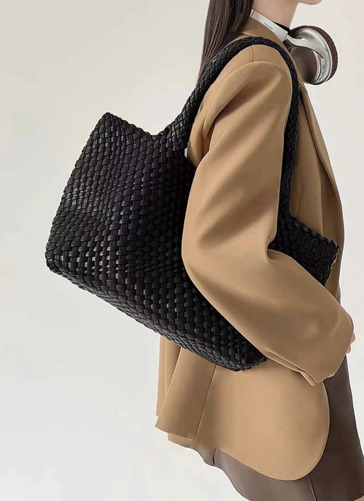 Women's Woven Vegan Leather Tote Bag - Beverfield